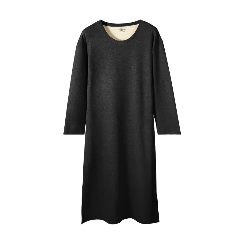 Men's autumn and winter long-sleeved one-piece nightdress knee bathrobe long nightgown integrated loungewear wool silk pajamas