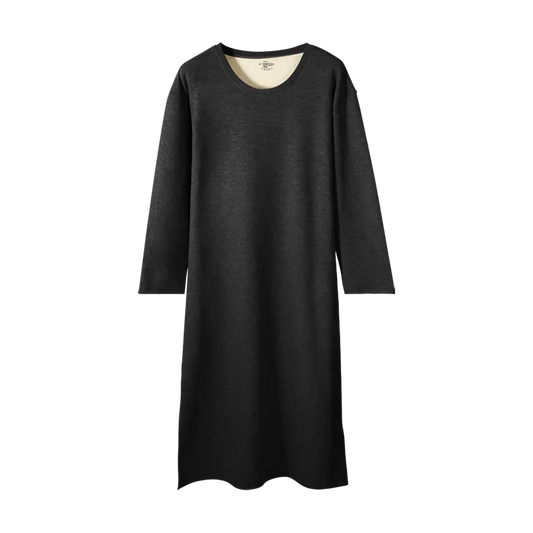 Herren Herbst und Winter Langarm-Einteiler Nachthemd Knie-Bademantel langes Nachthemd integrierte Loungewear Wollseide Schlafanzug
