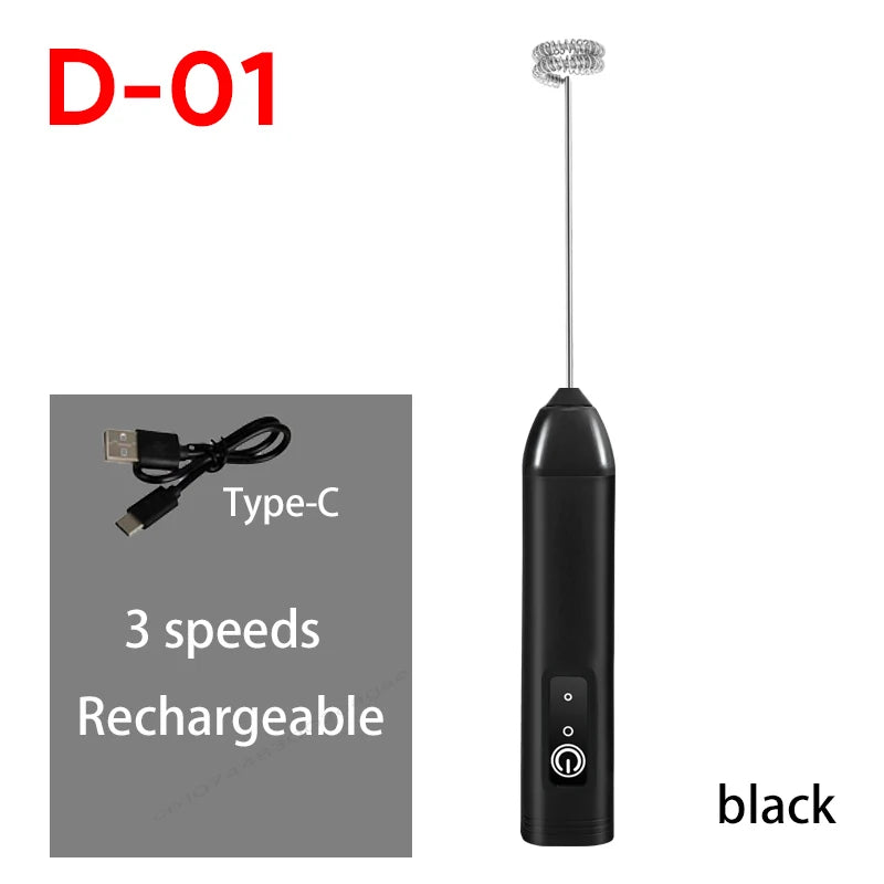 CHAUD Mousseur à lait électrique + Fouet à œufs Recharge sans fil Type-C 3 vitesses Mini batteur à main Mousseur à café Outils de cuisine