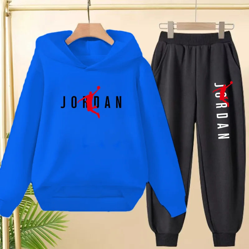 Ensemble mode décontracté de survêtement à capuche noir pour enfants, haut et pantalon, pour garçons et filles, bambins de 3 à 12 ans