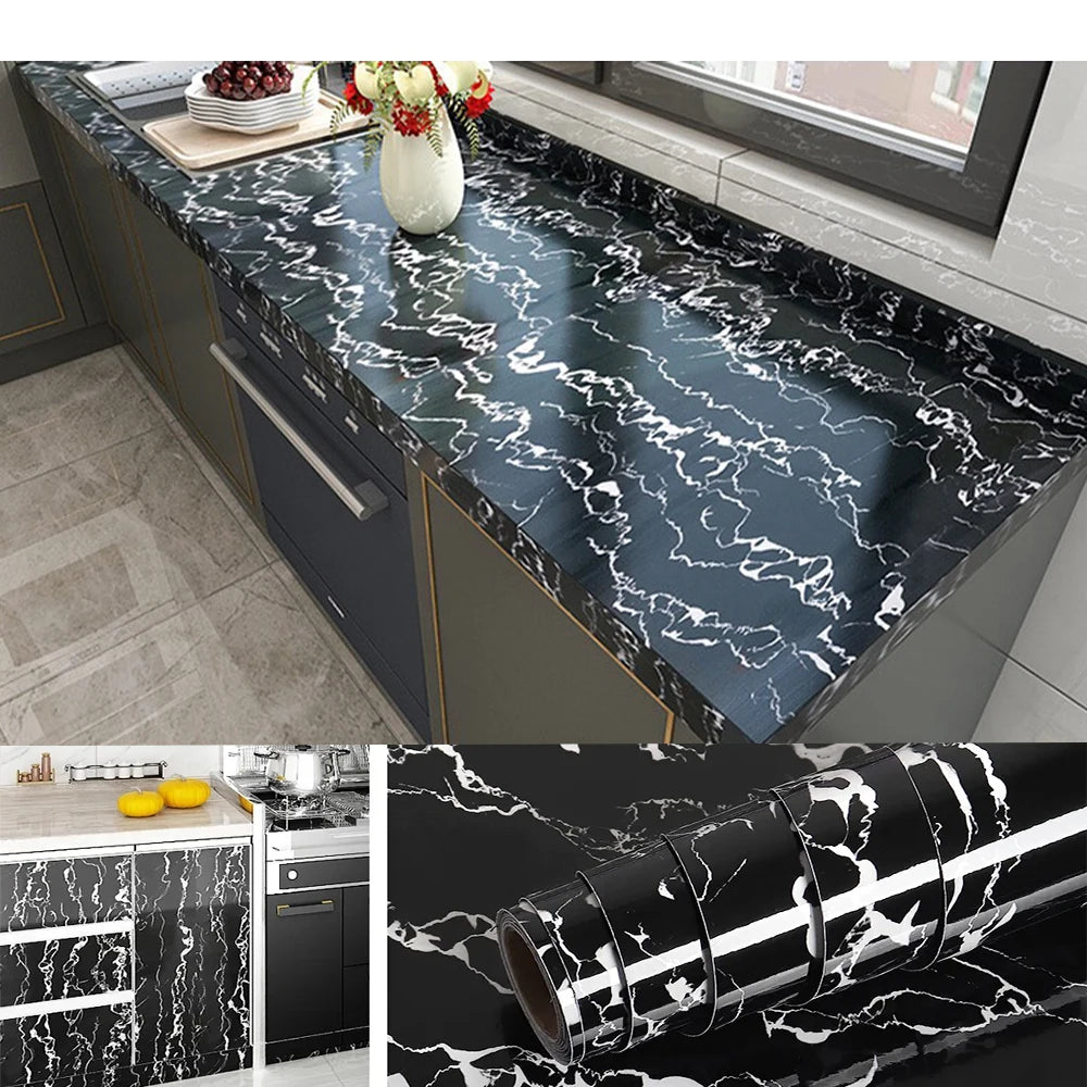Marmor Selbstklebende Küchenfolie - Wasserdichte Ölbeständige PVC Vinyl Tapete für Arbeitsplatte, Spritzschutz, Fliesen | Leicht Anzubringen & Wieder Ablösbar
