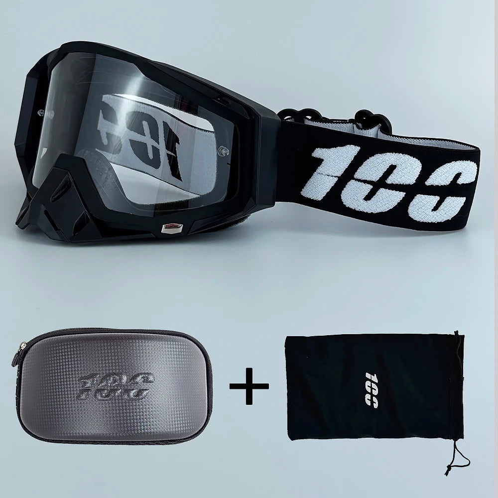 100 Masques de Motocross Lentille HD Homme Lunettes de Moto Lunettes de Protection Femme Moto MX VTT Lunettes de Soleil Accessoires Vélo Tout Terrain