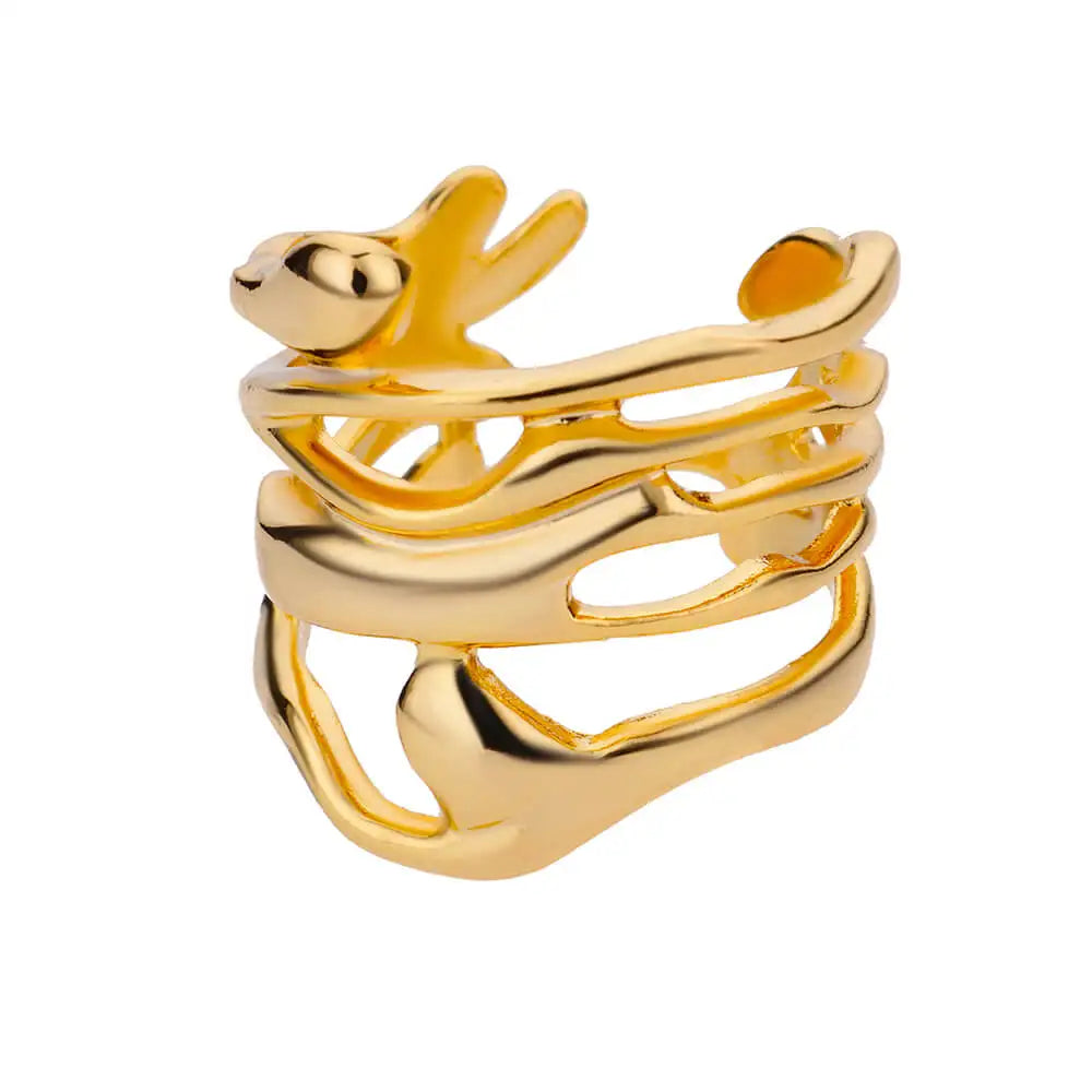 Edelstahlringe für Damen 2024 Trend Offener Goldfarbener Doppelperlenring Hochzeit Ästhetischer Schmuck Paar Geschenk anillos