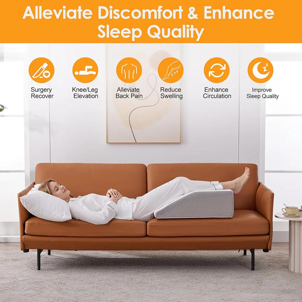Oreiller de Jambe, Oreiller pour Relever les Jambes de 20 cm, Repos, Sommeil, Cale de Jambe pour Dormir sur le Côté, Oreiller Cale Jambe en Mousse à Mémoire de Forme