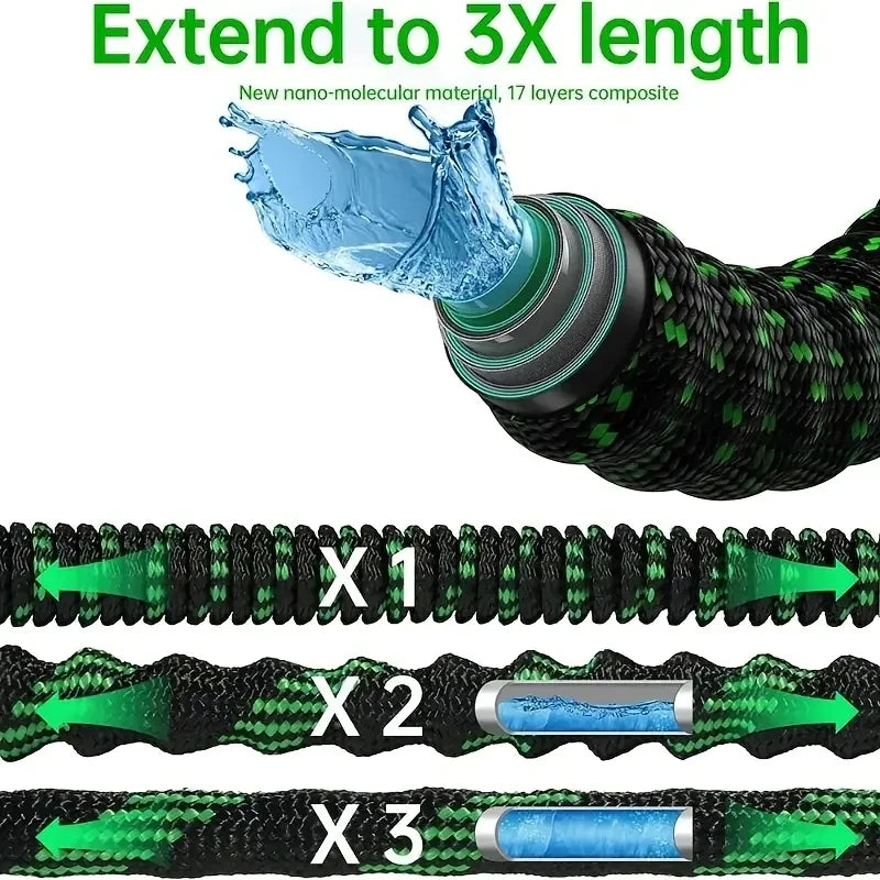 Best Selling Flexible Garden Hose Adjustable High Pressure Car Wash Water Gun Double Latex Durable Irrigation Watering Pipe