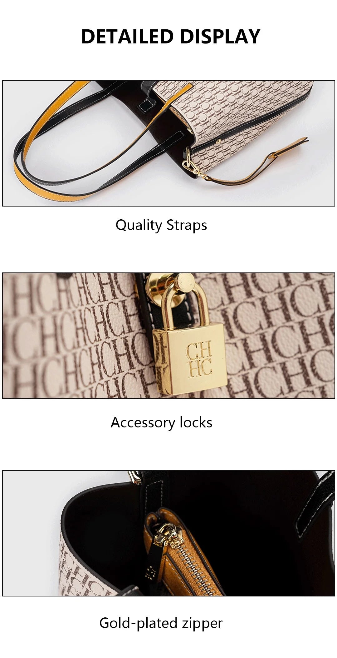 CH Premium Vielseitige Leder Umhängetasche Damen Große Kapazität Alltags Pendler Tasche Buchstabenmuster Design Damen Mode