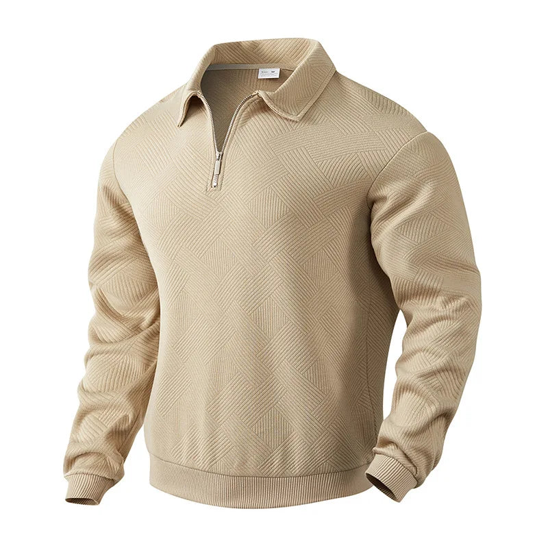 24 grenzüberschreitendes beliebtes Herbst-Langarm-Revers-Reißverschluss-Herren-Freizeit-Poloshirt