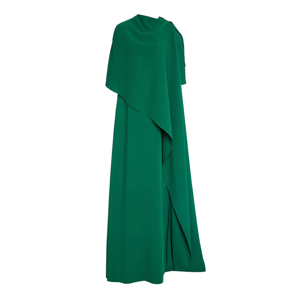 Onecozyday Damen Abendkleid Einfarbig Rundhals Asymmetrisches Bodenlanges Wickelkleid Frühling Sommer Neu Plissiertes Kleid 2024