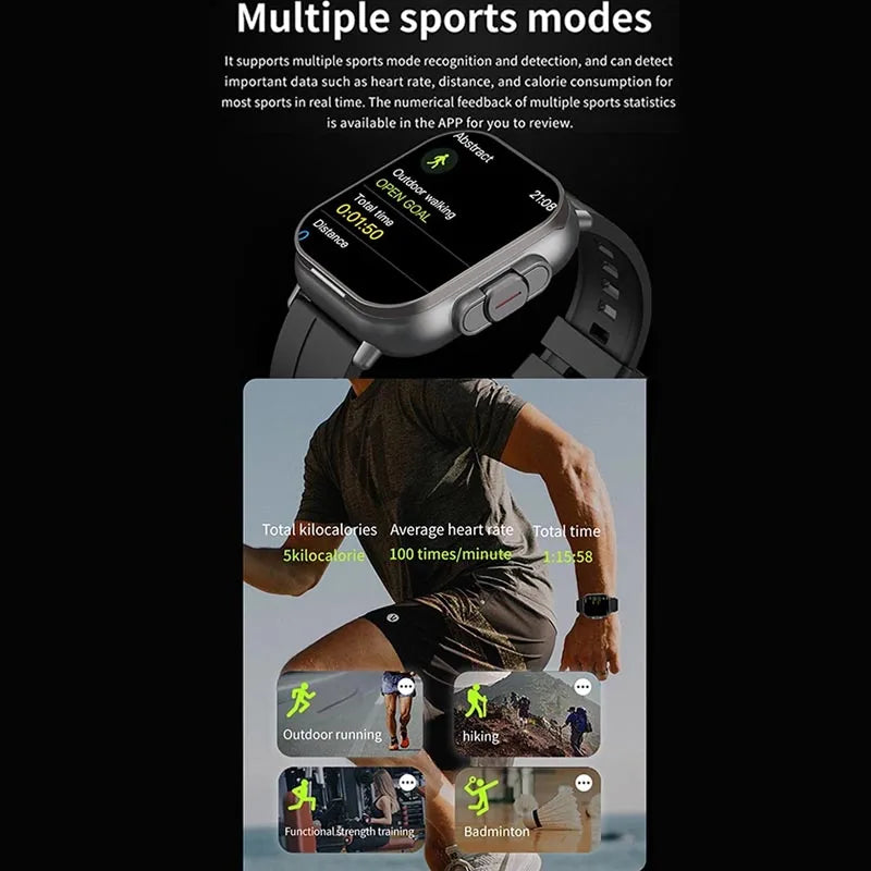 Montre Intelligente 2026 D8 Pro avec Écran 2,01 pouces, Écouteurs sans Fil, Fréquence Cardiaque, Pression Artérielle, Oxygène Sanguin et Assistant Sportif