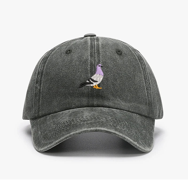 Casquettes de baseball vintage brodées motif Pigeon Printemps Hommes Femmes Chapeau de soleil délavé Pare-soleil Sport Pêche Chapeau de papa