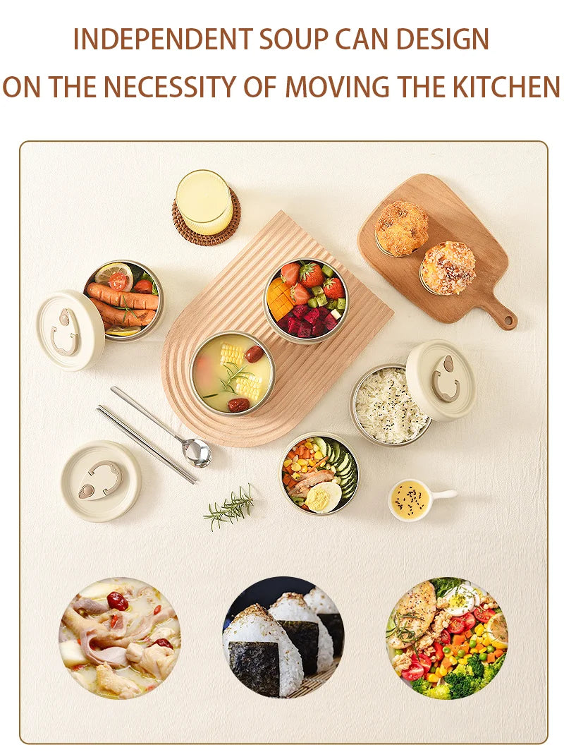 Thermische isolierte Bento-Brotdose und Tasche Thermos-Brotdose für warme Speisen Behälter Edelstahl Essenszubereitung luftdichter Behälter