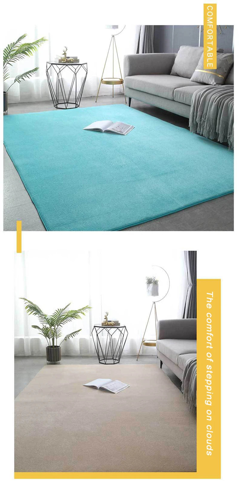 VIKAMA Tapis Moderne en Velours de Corail Doux Antidérapant pour Salon Chambre Grand Tapis de Jeu pour Enfants Tapis de Sol pour la Décoration Intérieure