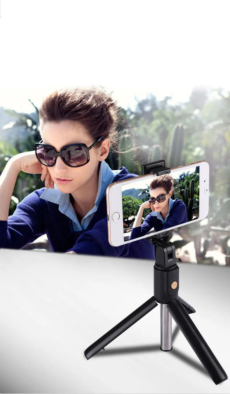 Kabelloser Bluetooth Selfie Stick Faltbares Stativ Tragbare Handy-Stative Ausziehbar für iPhone Xiaomi Huawei Phone Video Live