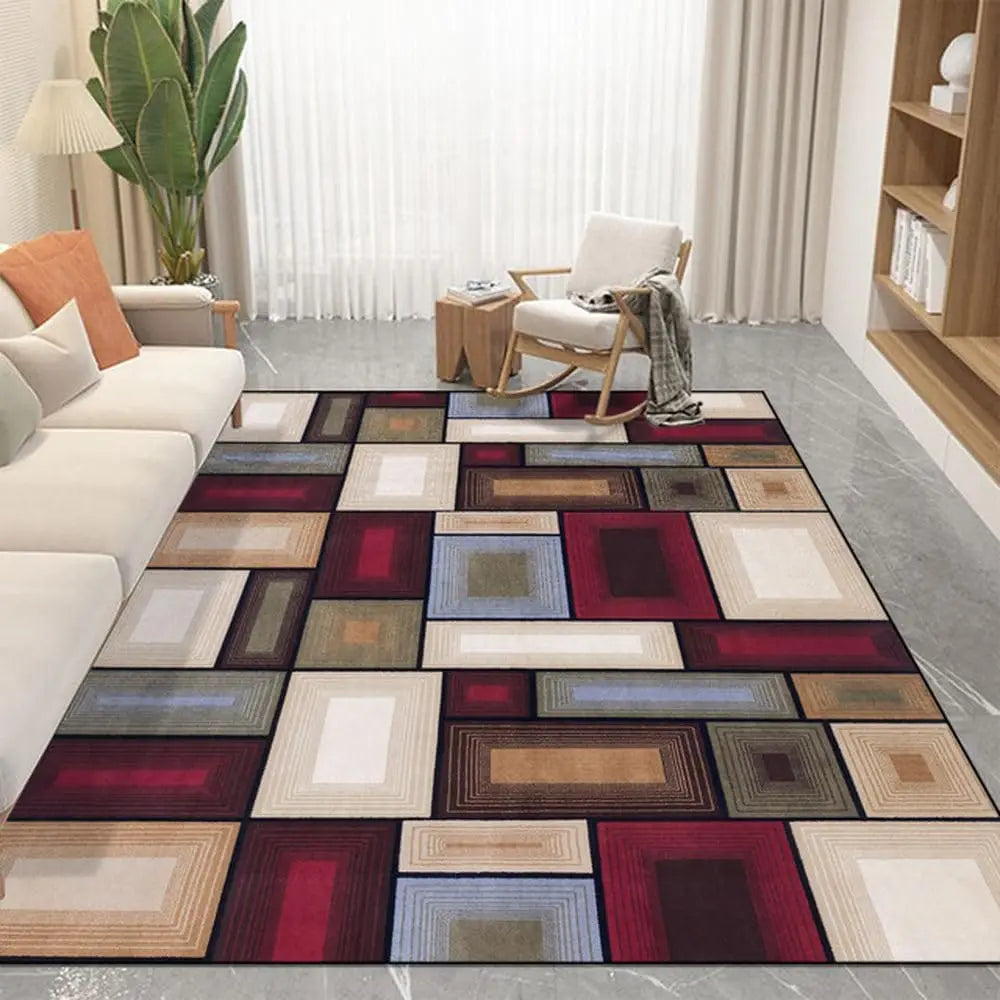 VIKAMA Simple Geometric Living Room Carpet Sofa Coffee Table Cushion Soft Bedroom Bedside Rug Light Luxury Home Decoration