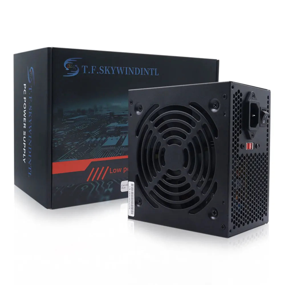 Unité d'alimentation PC 700W Noir Gaming Silencieux Ventilateur 120mm ATX 24 broches 12V pour ordinateur de bureau BTC