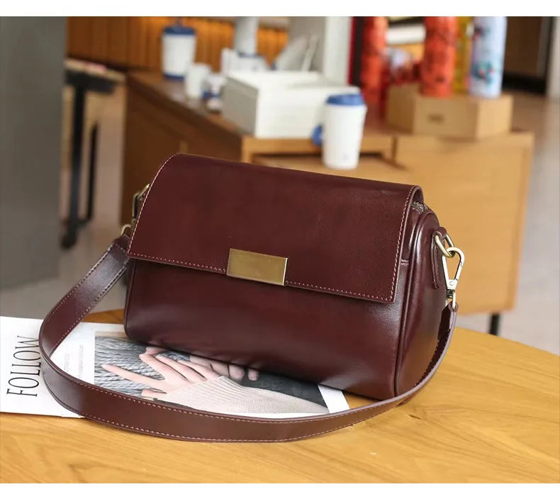 Vielseitige Damen-Umhängetasche aus Rindsleder, Damen-Crossbody-Tasche, Neu 2025, pflanzlich gegerbtes Oberleder, lässige Messenger-Handtasche