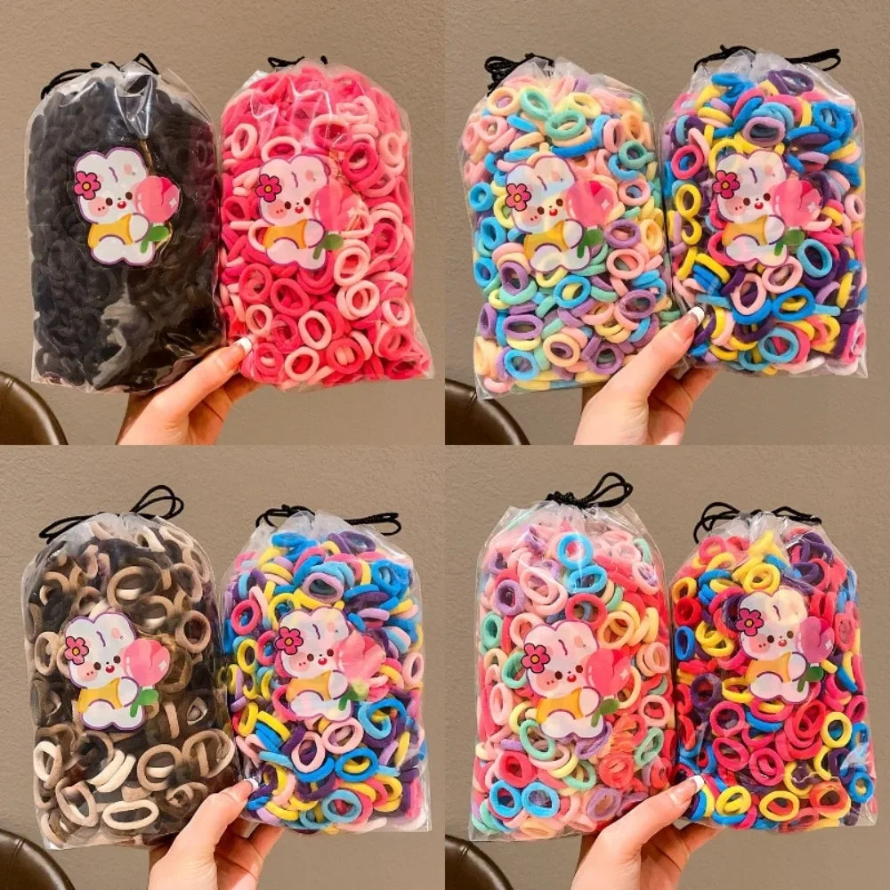 Lot de 100 bandeaux pour enfants marron et noir, mini élastiques mignons, corde à cheveux couleur bonbon, anneau à cheveux coréen sans danger, couvre-chef pour enfant
