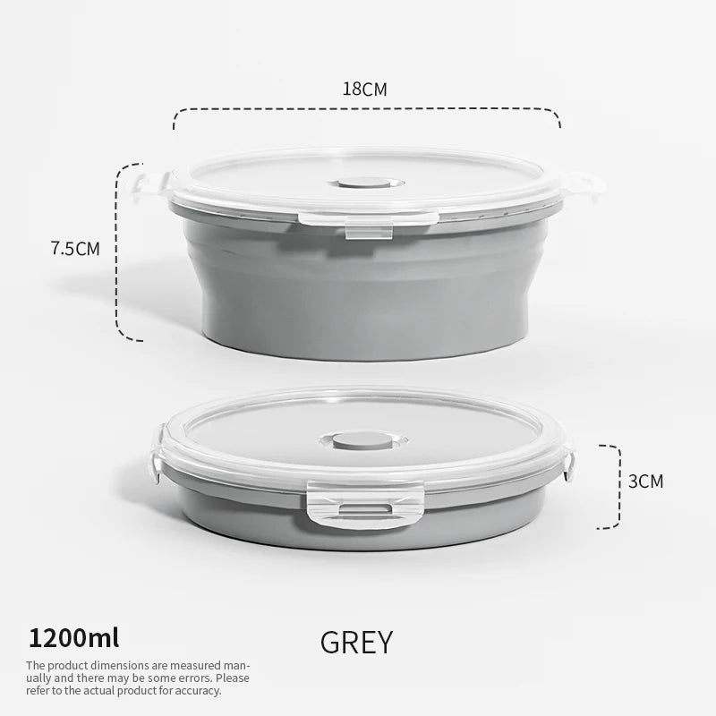 Boîtes de Conservation Alimentaire Pliables Boîte à Repas en Silicone avec Couvercle Bols Alimentaires Boîte à Repas Empilable pour Cuisine et Congélateur
