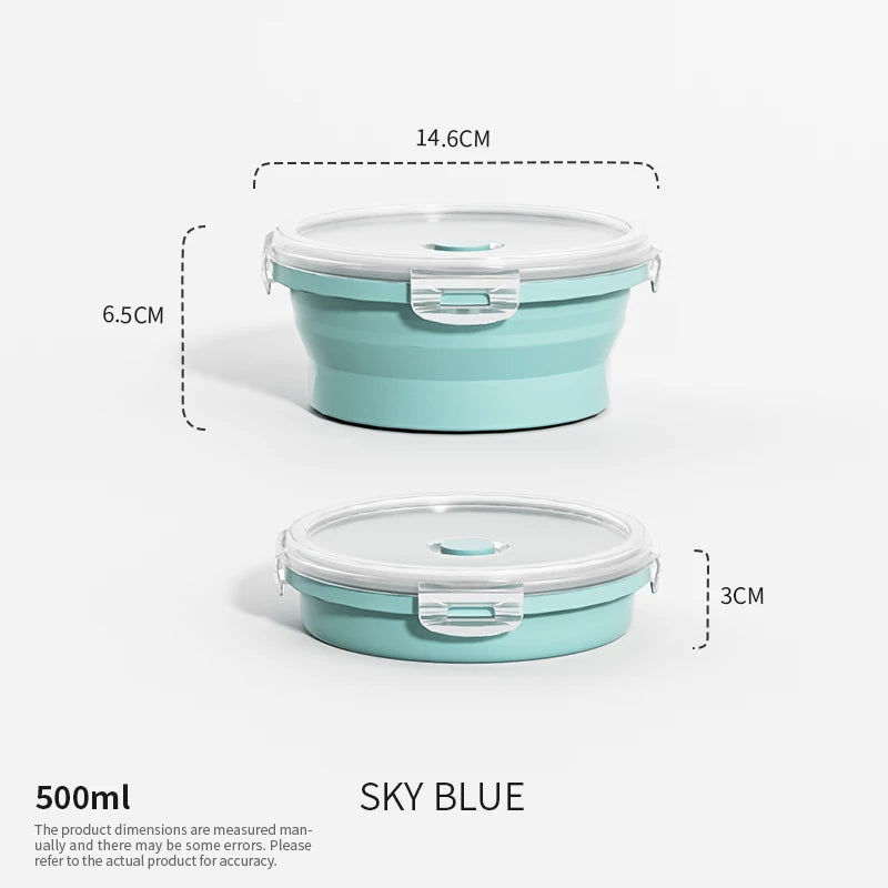 Boîtes de Conservation Alimentaire Pliables Boîte à Repas en Silicone avec Couvercle Bols Alimentaires Boîte à Repas Empilable pour Cuisine et Congélateur