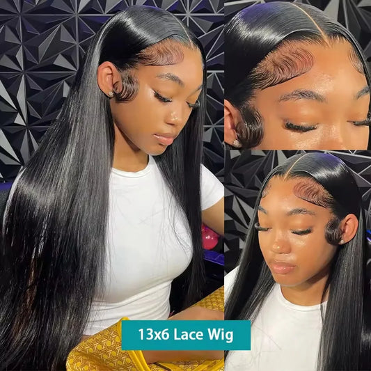 250 Density 30 40 Inch Bone Straight Lace Frontal Human Hair Wigs Brazilian 13x6 13x4 Transparent HD Lace Front Wigs For Women