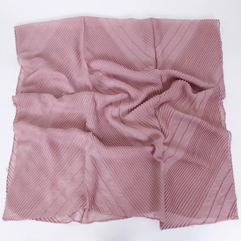 Grand Foulard en Coton Plissé Froncé Hijabs pour Femmes Voile Musulman Turban Écharpe Froncée Châle Foulards Islamique Foulard Femme Hijab