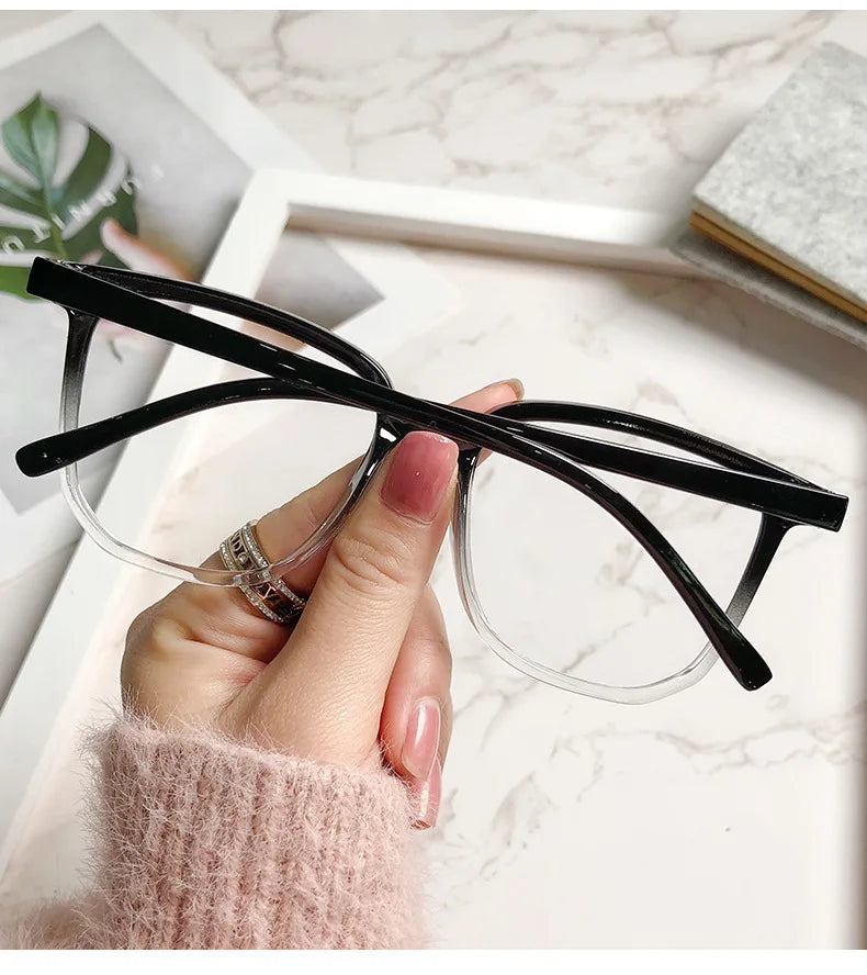 Lunettes de myopie élégantes à monture transparente pour femmes et hommes, anti-lumière bleue, carrées, avec dioptrie négative, monture optique