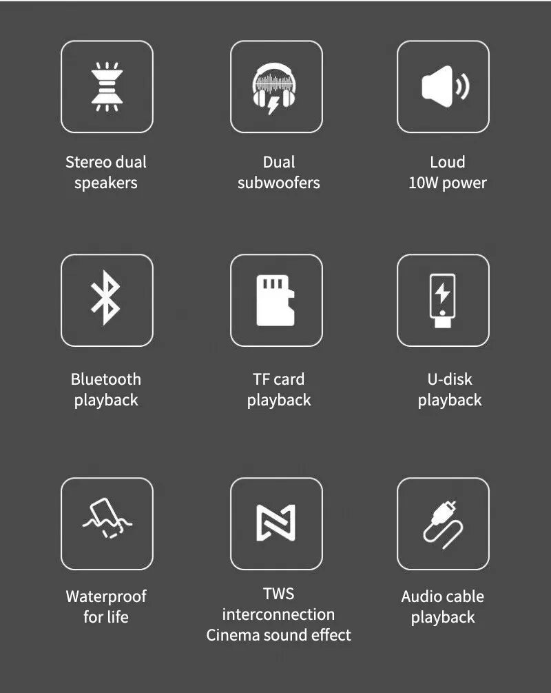 Kabelloser Subwoofer Tragbarer Bluetooth Lautsprecher Radio FM Wasserdichte Soundbox Musik Caixa De Som Coluna Blootooth Bass Hifi Bocina