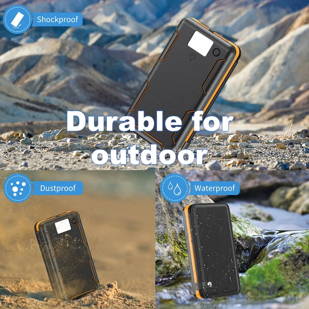 Faltbare Solar Powerbank mit 4 Solarmodulen, 50000mAh Tragbare Solar-Externbatterie Kompatibel mit iOS Android USB-A USB-C