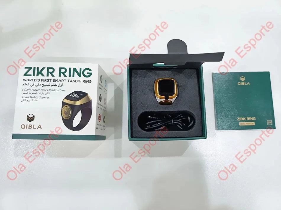 Bague Smart Zikr Qibla 2026, éloge, tasbih, compteur numérique électronique pour musulmans, rappel de vibration à 5 heures de prière, étanche