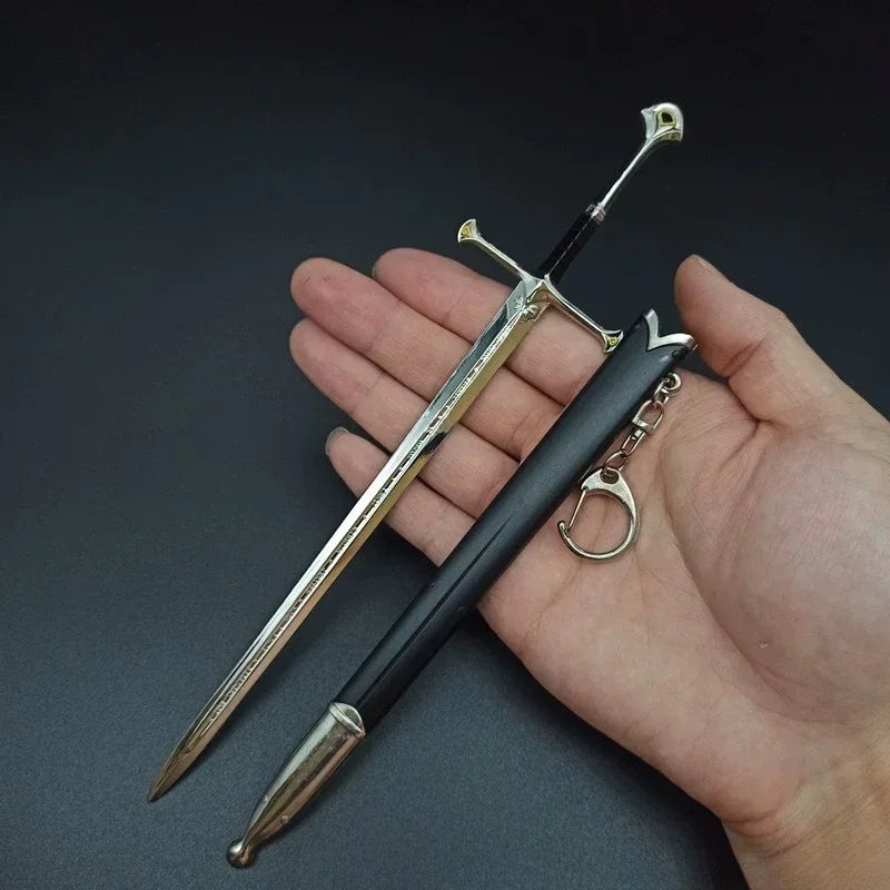Épée de samouraï Katana en métal de 18-22 cm, arme médiévale Glamdring Aragorn Narthil, seigneur des anneaux, porte-clés, ornements, cadeaux, jouet