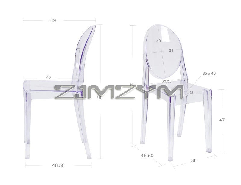 Freizeitstuhl Transparenter Esszimmer-Acrylstuhl Mehrfarbiger Kunststoff Kosmetikmöbel Rückenlehnstuhl