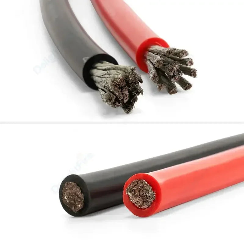 Weiches Silikonkabel 14 12 10 8 6 4 3 0 AWG Rot Schwarz Hitzebeständig 50mm² Elektrokabel für Auto Wohnmobil Solarbatterie Wechselrichter