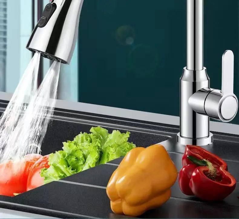 3-in-1 Küchenarmaturen-Verlängerung Universell 360° drehbar Ausziehbar Küchenhahn Mehrfachmodus Starke Spülkraft-Verstärker Küchenzubehör