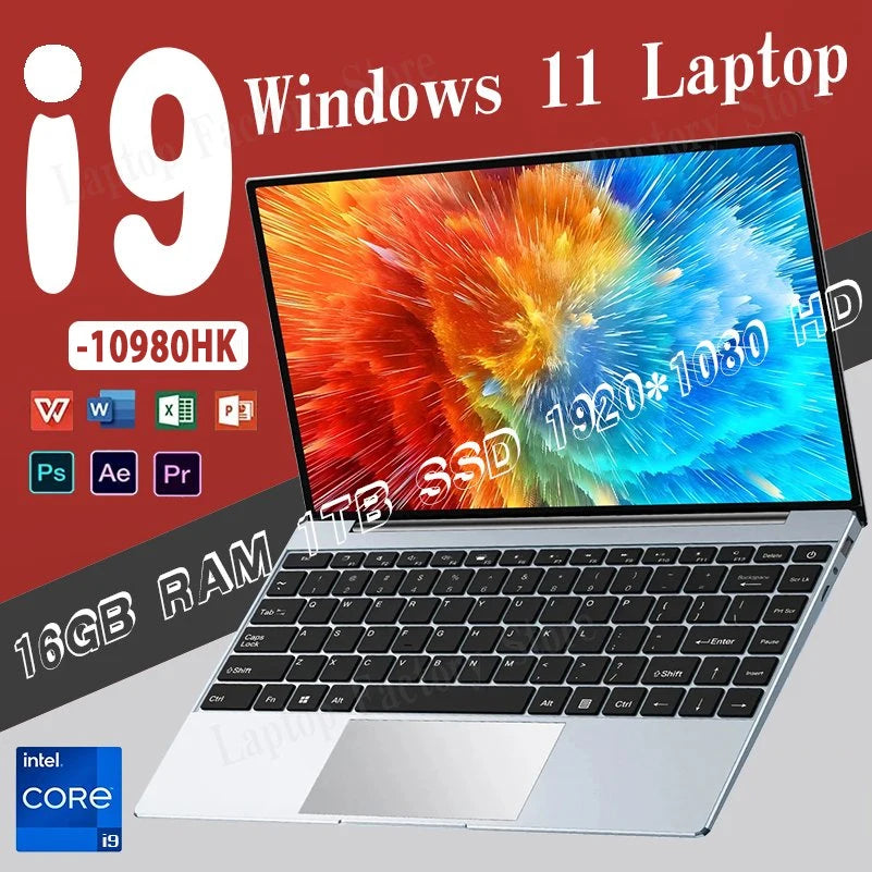 Neue 14,1" Windows 11 Laptops Computer Intel Core i9 10980HK Gamer Computer 16GB RAM 1/2TB SSD Laptops 1920*1080P i9 Notebook PC