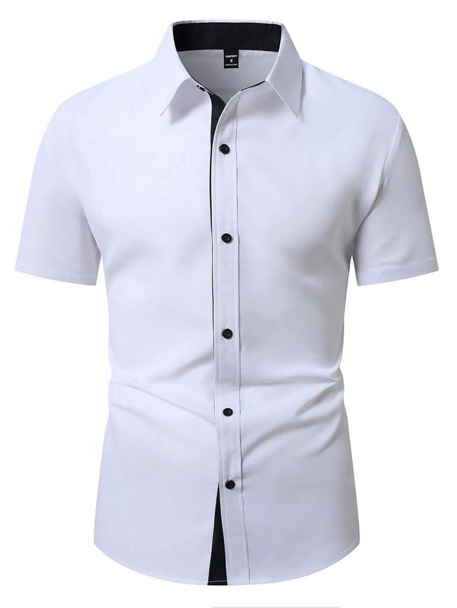 Frühling Sommer Neue Herrenkleidung Kurzarm 3D Digitaldruck Button-Down Hemd Herren Lässig Spell Color Shirt Tops