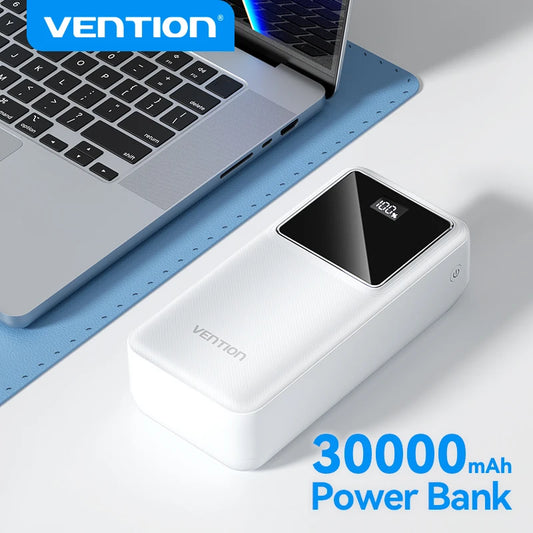 Vention Power Bank 30000mAh PD 22.5W Fast Charging Phone External Battery Powerbank Charger for Xiaomi Poco iPhone Samsung iPad