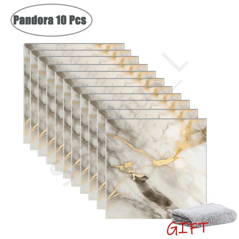 Simulated Thick Marble Tile Wall Sticker PVC Waterproof Self-adhesive Living Room Toilet Kitchen Home Floor Sticker