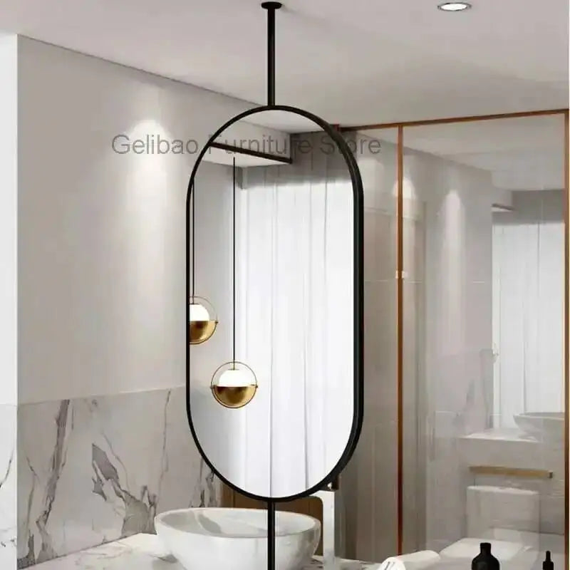 Miroir ovale de salle de bain en métal doré, miroir mural créatif avec LED, miroirs décoratifs, accessoires de décoration intérieure