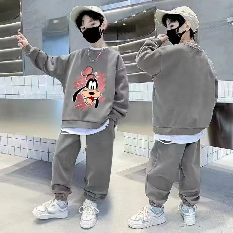 Herbst Kinder Jungen Kleidung Set Kleinkind Mädchen Cartoon Buchstaben Druck Sweatshirts Pullover Oberteil & Hosen Anzug Teenager Outfits Trainingsanzüge