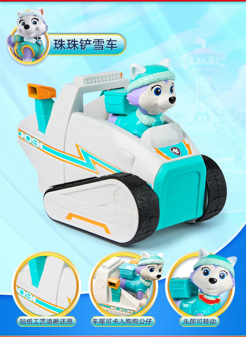 Nouveau véhicule original PAW PATROL voiture Ryder Tracker Everest Chase Rex Skye Rocky Marshall Zuma Figurine jouet cadeau d'anniversaire pour enfant