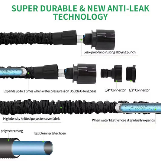 25FT-200FT Expandable Magic Hose Home Garden Watering Water Pipes High-Pressure Car Wash Cleaning Water Gun Gardening Supplies