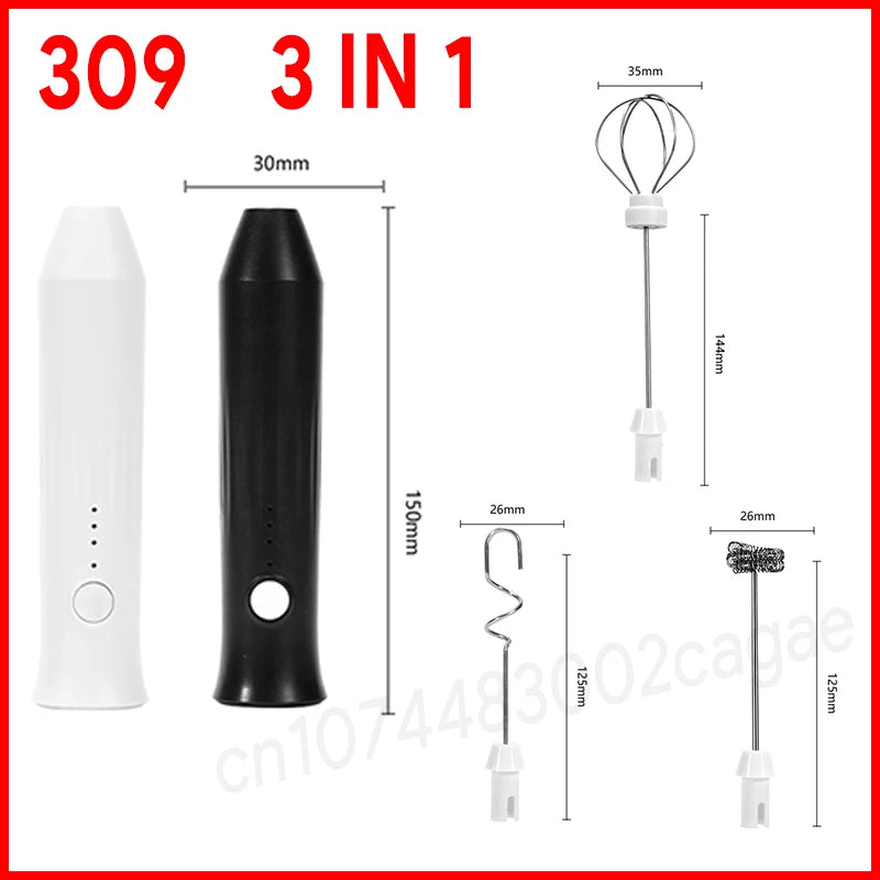 CHAUD Mousseur à lait électrique + Fouet à œufs Recharge sans fil Type-C 3 vitesses Mini batteur à main Mousseur à café Outils de cuisine
