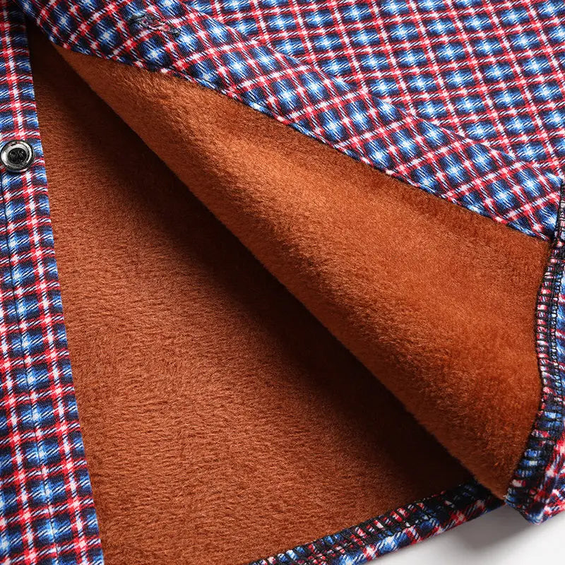 2025 Autumn and Winter Men's Fleece-lined Long Sleeve Shirt Business Casual Fashion Comfortable Non Ironing Versatile Top