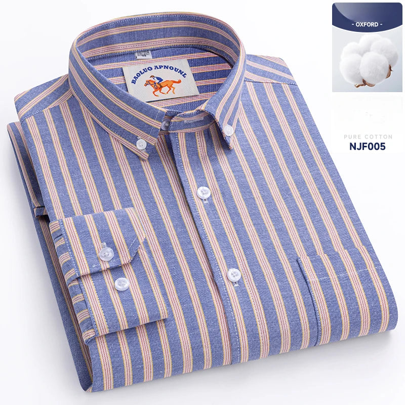 Chemises Oxford à manches longues en 100 % coton pour homme, grandes tailles 8XL, coupe ajustée, unies ou rayées, pour le bureau, couleur blanche, tenues professionnelles