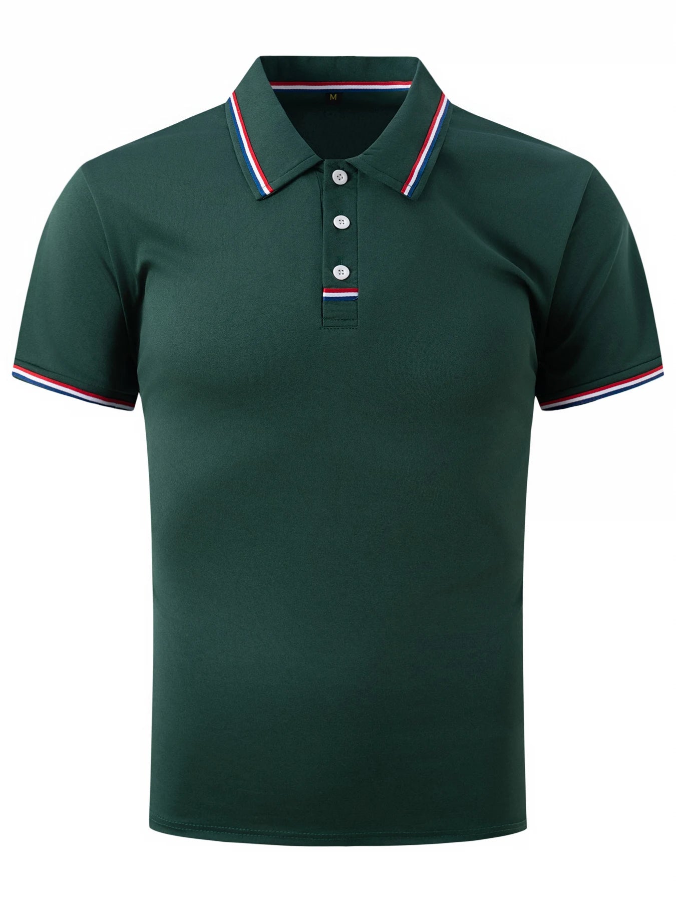 Men's Quick-Drying Solid Color Polo Shirt Summer Elastic Collared Short-Sleeved Sports T-Shirt for Active Wear