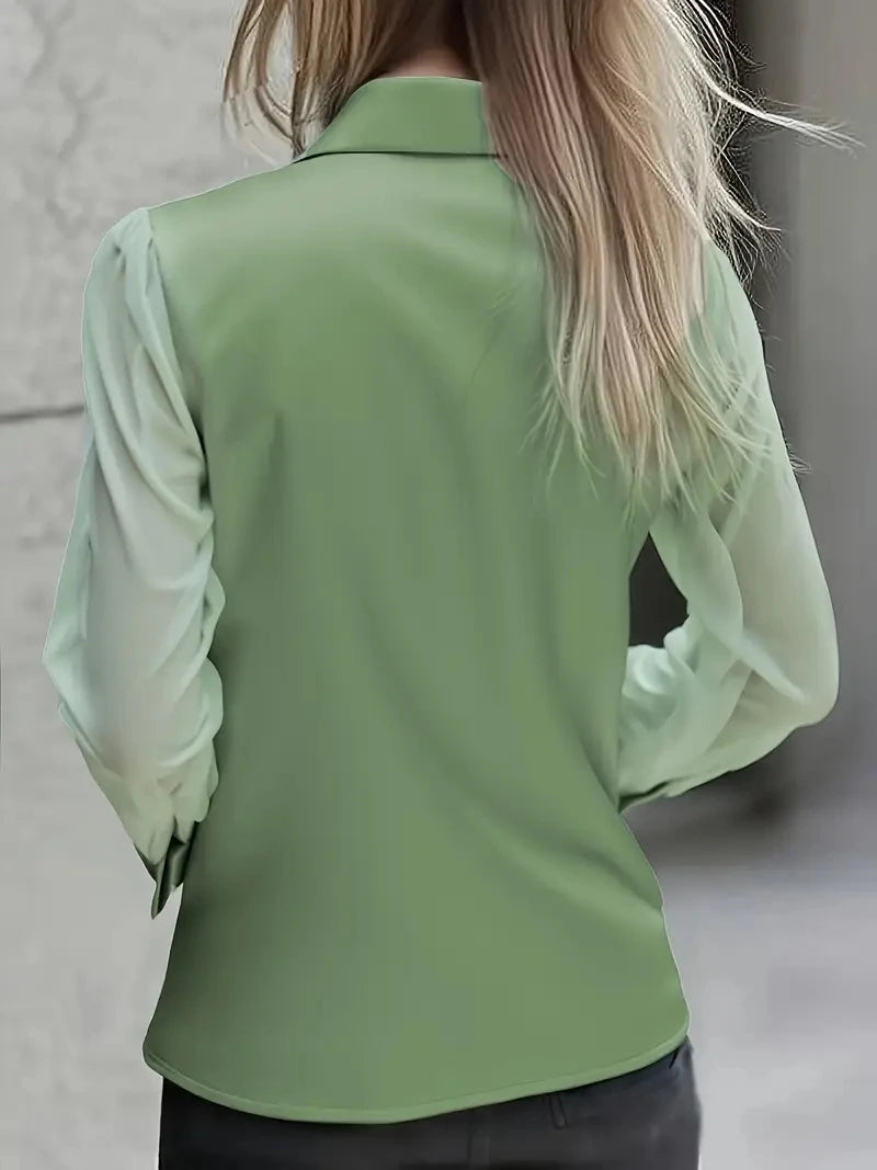 Chemisier femme en satin haut de gamme, manches longues, polyvalent, style automne, qui réduit l'âge