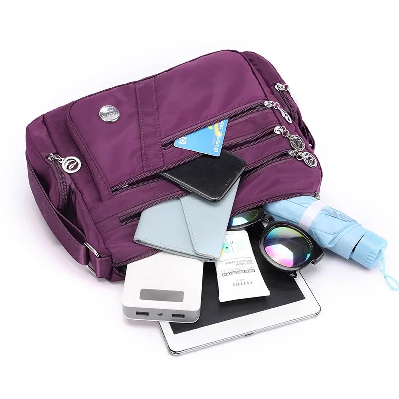 Damen Umhängetasche Wasserdichte Tragetasche Lässige Nylon Handtasche RFID Leichte Kuriertasche