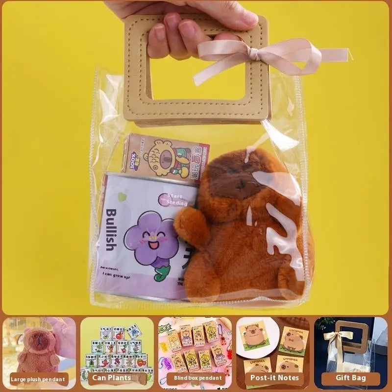 1 Set Pen Stickers Notebook Plush Pendants Handbag Final Prizes Stationery Gift Bag For Students Kawaii Capybara Stationery Kit