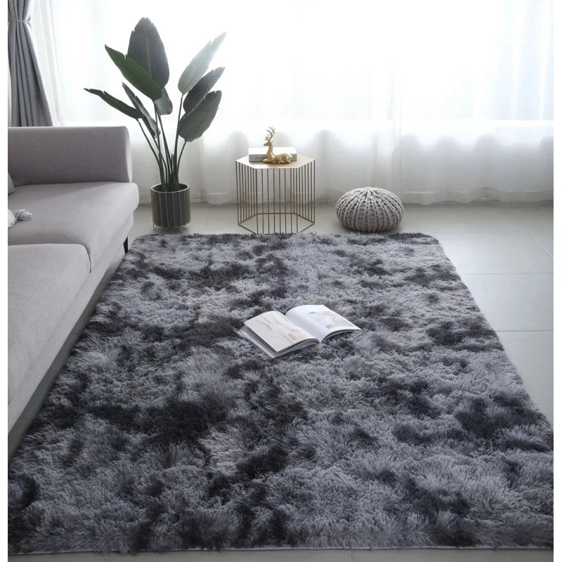 VIKAMA Luxus-Langflor-Teppich aus Samt, weich, rutschfest, Plüsch-Fußmatte für Schlafzimmer, Wohnzimmer, warme Heimdekoration, Teppich