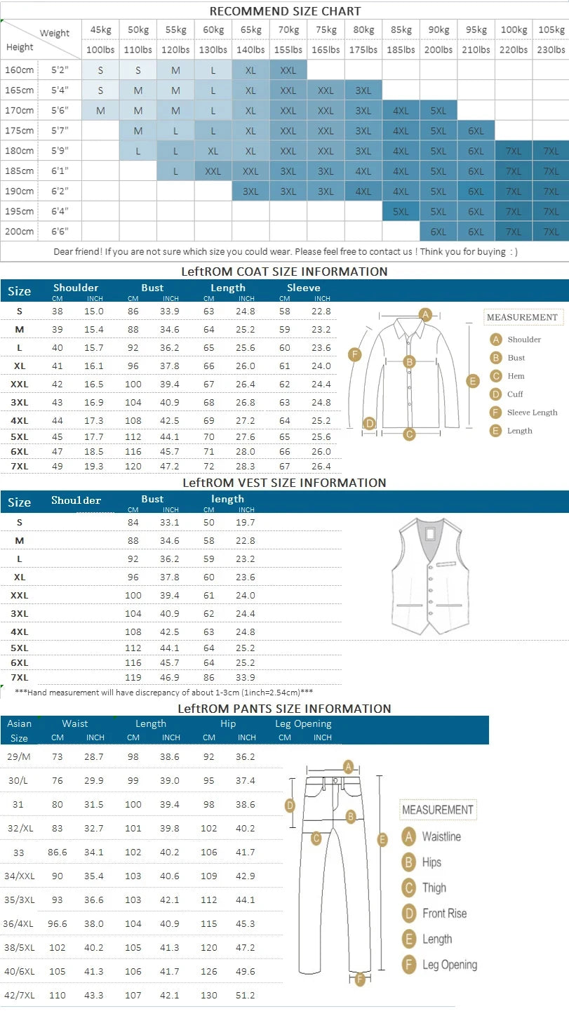S-7XL (Jacke+Weste+Hose) Mode-Boutique Gitter Anzug Formeller Business Herren Anzug 3-teiliges Set Bräutigam Hochzeitskleid Karierter Anzug Showbühne